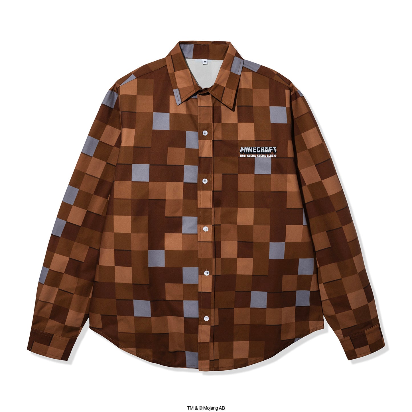 ASSC x Minecraft Pixel Plaid Embroidered Flannel - Brown