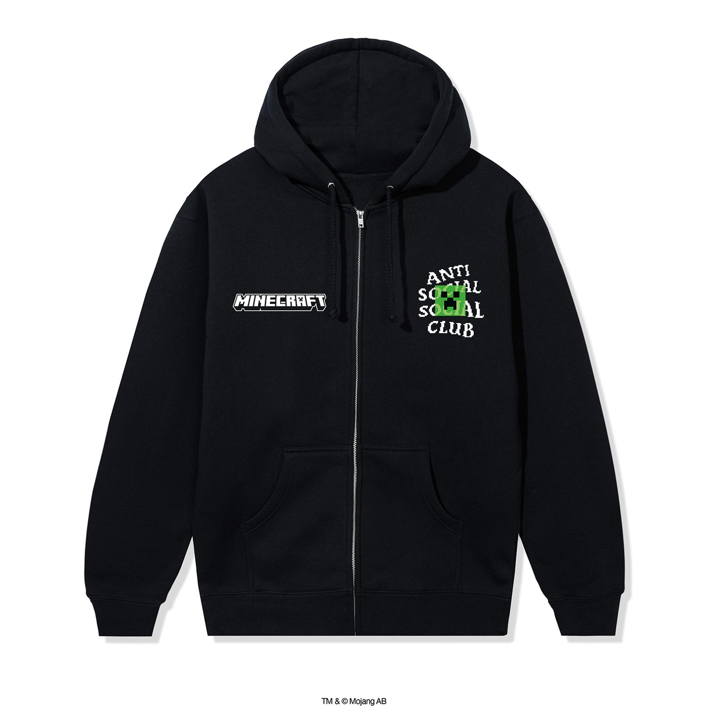 ASSC x Minecraft Creeper Head Logo Zip Hoodie - Black