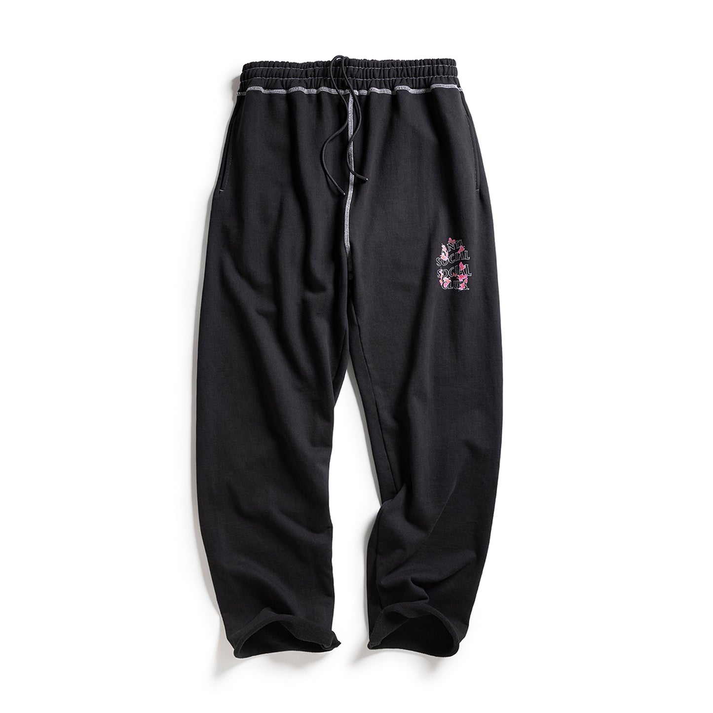 CONTRAST STITCH SWEATS - BLACK