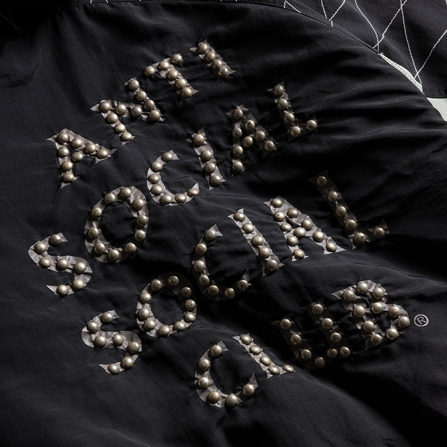 STUDDED STARTER JACKET WITH QUILTED SHOULDERS - BLACK