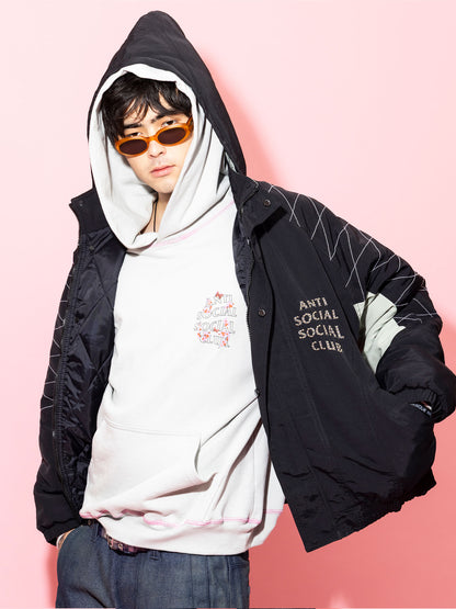 STUDDED STARTER JACKET WITH QUILTED SHOULDERS - BLACK