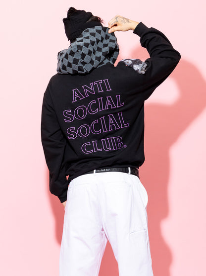 CHENILLE CHECKERED HOODIE - BLACK