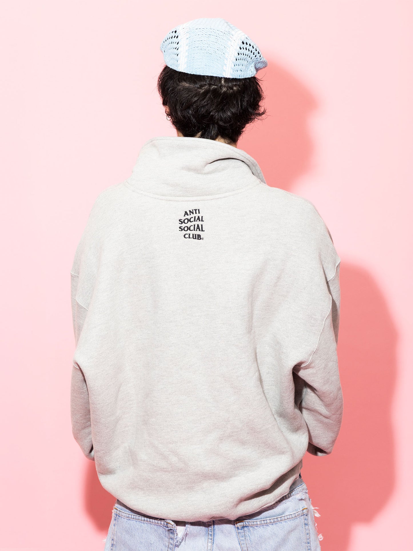 FELT THE SAME APPLIQUE QUARTER-ZIP - GRAY