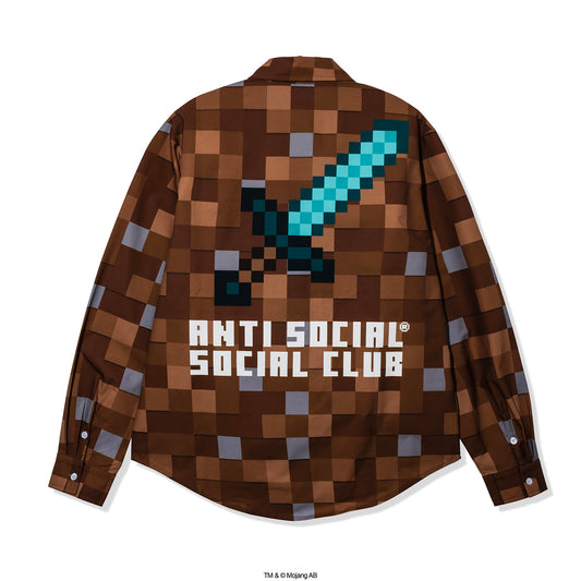 ASSC x Minecraft Pixel Plaid Embroidered Flannel - Brown