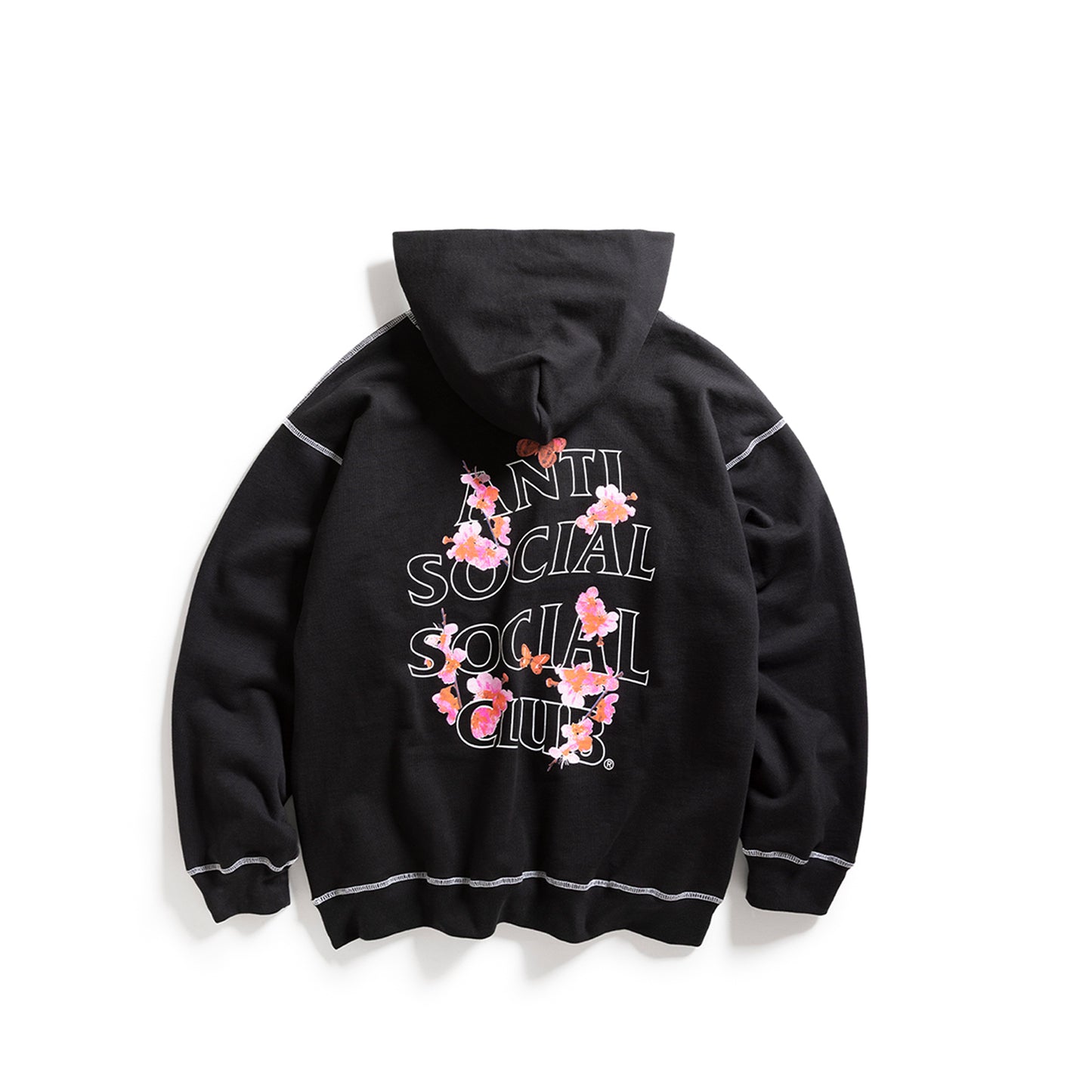 CONTRAST STITCH HOODIE - BLACK