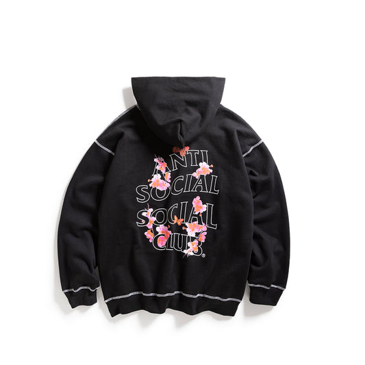 CONTRAST STITCH HOODIE - BLACK