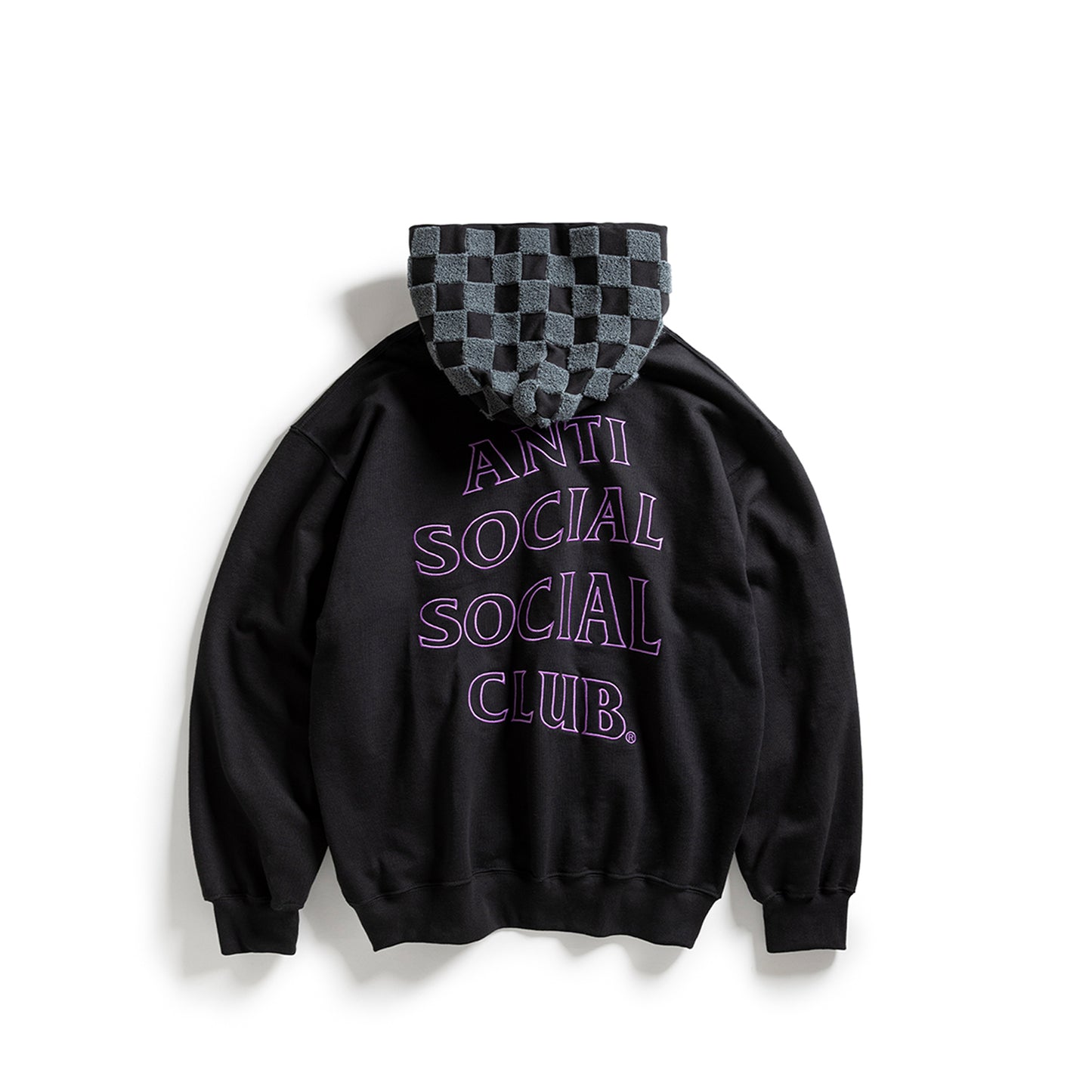 CHENILLE CHECKERED HOODIE - BLACK