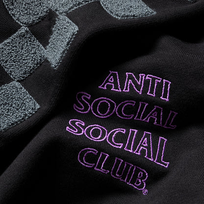 CHENILLE CHECKERED HOODIE - BLACK