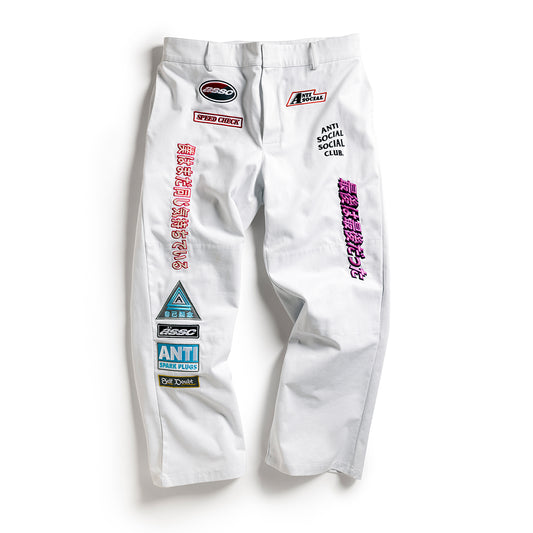 PATCHED UP RACING PANTS - WHITE